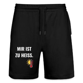 Mir ist zu heiß.  - Stanley/Stella Unisex Bio Joggingshorts Trainer  - Schwarz - Vorne - Nik (191cm) & Marisol (170cm)