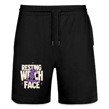 Resting Witch Face Witch Hat - Stanley/Stella Trainer Unisex Organic Jogging Shorts - black - Front - Nik (191cm) & Marisol (170cm)