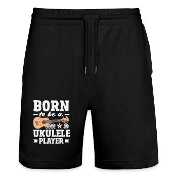 Funny Ukulele Designs and Sayings - Stanley/Stella Trainer Unisex Organic Jogging Shorts - black - Front - Nik (191cm) & Marisol (170cm)
