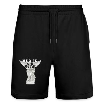 Metalltypografie der geflügelten Engelsstatue - Stanley/Stella Unisex Bio Joggingshorts Trainer  - Schwarz - Vorne - Nik (191cm) & Marisol (170cm)