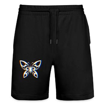 EDM Tricolor - Butterfly - Glitch - Rave style - Stanley/Stella Trainer Unisex Organic Jogging Shorts - black - Front - Nik (191cm) & Marisol (170cm)