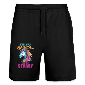 Feeling Magical and a Bit Stabby - Stanley/Stella Trainer Unisex Organic Jogging Shorts - black - Front - Nik (191cm) & Marisol (170cm)