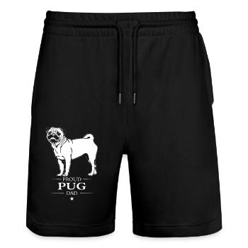 Pug Dad Hunde Hund Mops Wilsigns - Stanley/Stella Unisex Bio Joggingshorts Trainer  - Schwarz - Vorne - Nik (191cm) & Marisol (170cm)