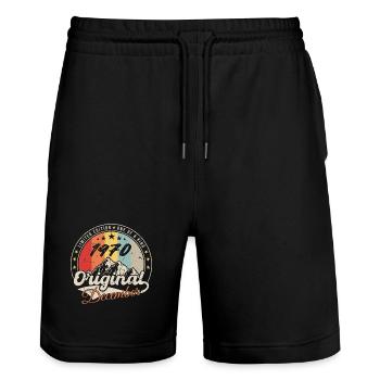 Vintage Cadeau D'anniversaire - Décembre 1970 - Short de jogging bio TRAINER Stanley/Stella unisexe - noir - Devant - Nik (191cm) & Marisol (170cm)