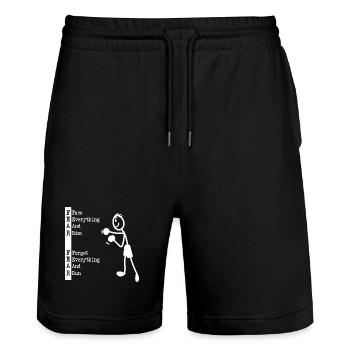Stick Figure Boxer Fighting Spirit Positive Strength - Stanley/Stella Trainer Unisex Organic Jogging Shorts - black - Front - Nik (191cm) & Marisol (170cm)