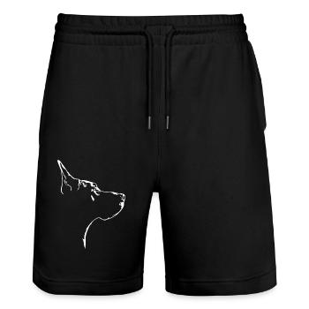 Great Dane Dog Dogs Wilsigns - Stanley/Stella Trainer Unisex Organic Jogging Shorts - black - Front - Nik (191cm) & Marisol (170cm)