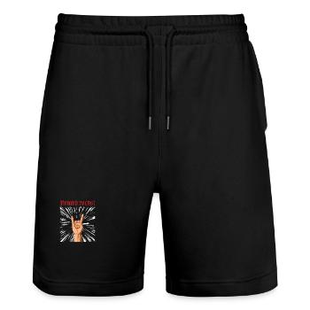Finland Rocks! Heavy Metal Birthday Gift - Stanley/Stella Trainer Unisex Organic Jogging Shorts - black - Front - Nik (191cm) & Marisol (170cm)