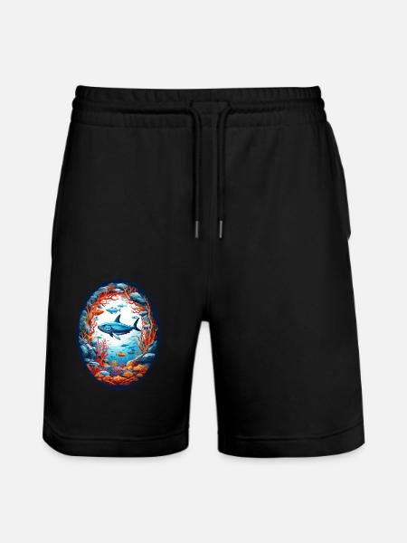 Marine Animals-Fish - Stanley/Stella Trainer Unisex Organic Jogging Shorts - black