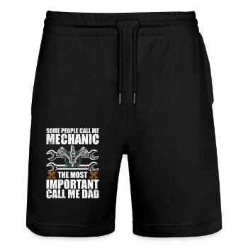 Some people call me mechanic - Stanley/Stella Trainer Unisex Organic Jogging Shorts - black - Front - Nik (191cm) & Marisol (170cm)