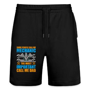 Some people call me mechanic - Stanley/Stella Trainer Unisex Organic Jogging Shorts - black - Front - Nik (191cm) & Marisol (170cm)