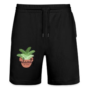 Planty of love - Stanley/Stella Trainer Unisex Organic Jogging Shorts - black - Front - Nik (191cm) & Marisol (170cm)
