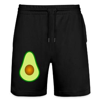 Avocado mit Kern Design zum personalisieren - Stanley/Stella Unisex Bio Joggingshorts Trainer  - Schwarz - Vorne - Nik (191cm) & Marisol (170cm)
