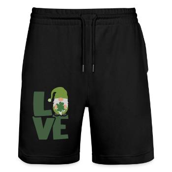 Irish love gnome - Stanley/Stella Trainer Unisex Organic Jogging Shorts - black - Front - Nik (191cm) & Marisol (170cm)