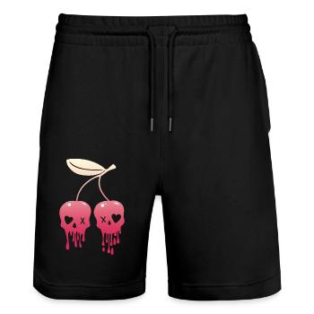 Cerises Kawaii crâne pastel Goth - Short de jogging bio TRAINER Stanley/Stella unisexe - noir - Devant - Nik (191cm) & Marisol (170cm)