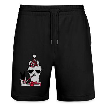 Birthday No Drama Llama - Stanley/Stella Trainer Unisex Organic Jogging Shorts - black - Front - Nik (191cm) & Marisol (170cm)