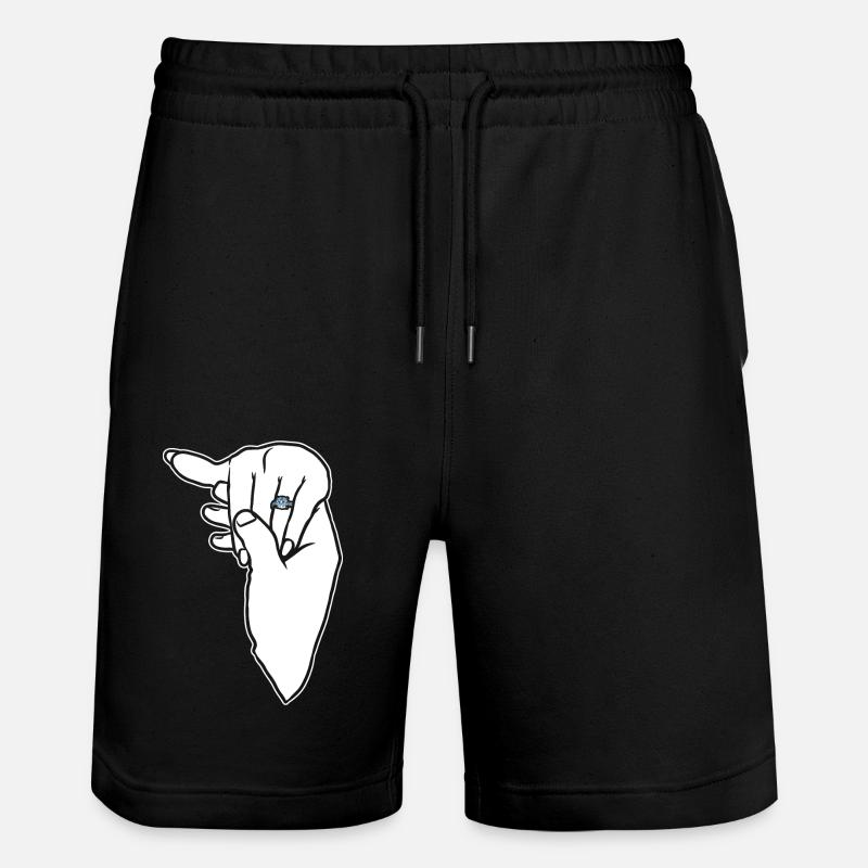 Engagement Wedding Ring Hand - Stanley/Stella Trainer Unisex Organic Jogging Shorts - black
