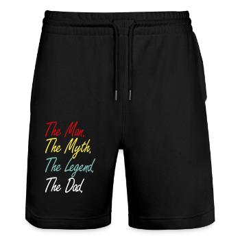 THE MAN THE MYTH THE LEGEND THE DAD - Stanley/Stella Trainer Unisex Organic Jogging Shorts - black - Front - Nik (191cm) & Marisol (170cm)