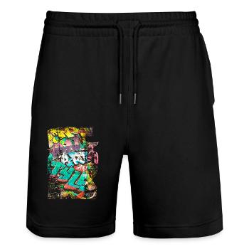 Graffiti style Splash hip hop colors painter color - Stanley/Stella Trainer Unisex Organic Jogging Shorts - black - Front - Nik (191cm) & Marisol (170cm)