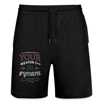 college student joke funny sayings pc quote admin - Stanley/Stella Unisex Bio Joggingshorts Trainer  - Schwarz - Vorne - Nik (191cm) & Marisol (170cm)