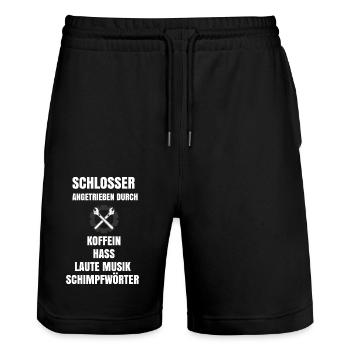 Lustige Schrauber Sprüche - Stanley/Stella Unisex Bio Joggingshorts Trainer  - Schwarz - Vorne - Nik (191cm) & Marisol (170cm)