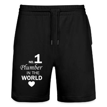 Handwerker Handyman Handwerk Werkzeug Baustelle - Stanley/Stella Unisex Bio Joggingshorts Trainer  - Schwarz - Vorne - Nik (191cm) & Marisol (170cm)