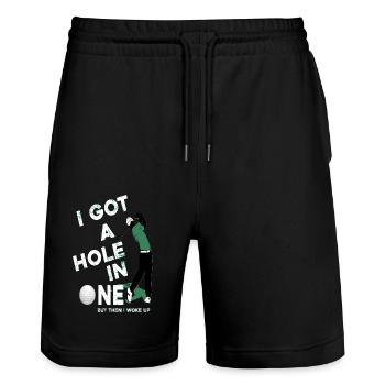 I GOT A HOLE IN ONE BUT THEN I WOKE UP - Short de jogging bio TRAINER Stanley/Stella unisexe - noir - Devant - Nik (191cm) & Marisol (170cm)