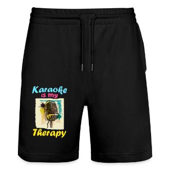 Le karaoké est ma thérapie - Short de jogging bio TRAINER Stanley/Stella unisexe - noir - Devant - Nik (191cm) & Marisol (170cm)