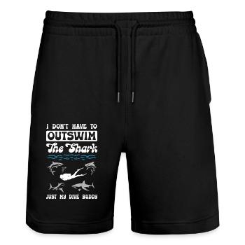Diving With Shack - Stanley/Stella Unisex Bio Joggingshorts Trainer  - Schwarz - Vorne - Nik (191cm) & Marisol (170cm)