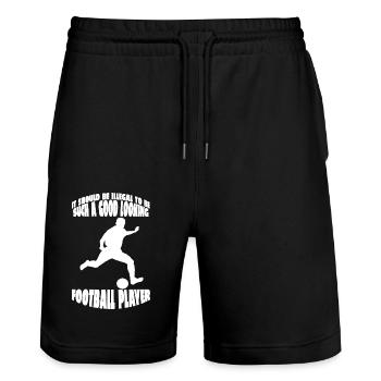 Fußballverein Fußball Fußballdesign Fußballspieler - Stanley/Stella Unisex Bio Joggingshorts Trainer  - Schwarz - Vorne - Nik (191cm) & Marisol (170cm)