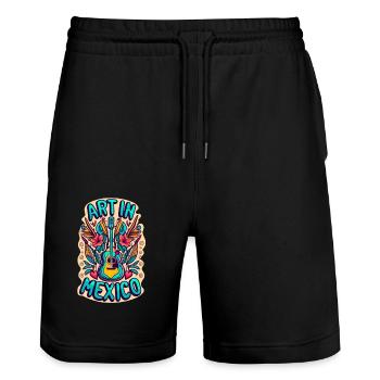 L’art au Mexique - Short de jogging bio TRAINER Stanley/Stella unisexe - noir - Devant - Nik (191cm) & Marisol (170cm)