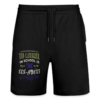 Couples Beach Present Baby Dinosaur Tshirt Gift - Stanley/Stella Trainer Unisex Organic Jogging Shorts - black - Front - Nik (191cm) & Marisol (170cm)