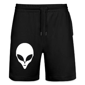 Alien Silhouette Head Face - Stanley/Stella Trainer Unisex Organic Jogging Shorts - black - Front - Nik (191cm) & Marisol (170cm)