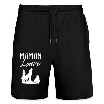 Maman Louve 5 - Short de jogging bio TRAINER Stanley/Stella unisexe - noir - Devant - Nik (191cm) & Marisol (170cm)