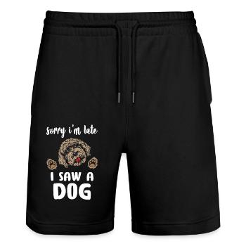 Sorry I Am Late I Saw A Dog - Stanley/Stella Unisex Bio Joggingshorts Trainer  - Schwarz - Vorne - Nik (191cm) & Marisol (170cm)