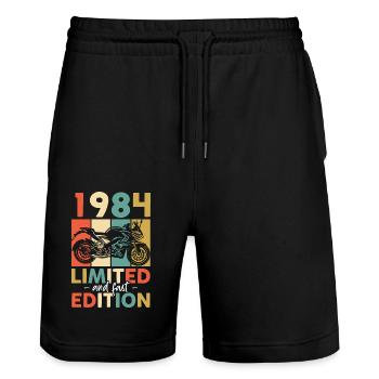 1984 - Edition limitée et rapide - 1984 Anniversaire - Short de jogging bio TRAINER Stanley/Stella unisexe - noir - Devant - Nik (191cm) & Marisol (170cm)
