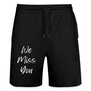 We miss you - Stanley/Stella Trainer Unisex Organic Jogging Shorts - black - Front - Nik (191cm) & Marisol (170cm)