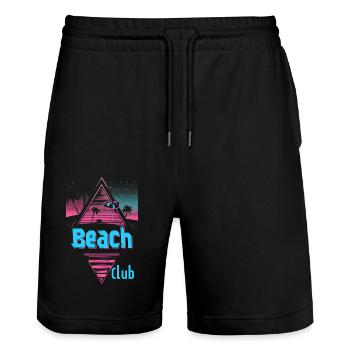 Beach Club Retrowave - Stanley/Stella Unisex Bio Joggingshorts Trainer  - Schwarz - Vorne - Nik (191cm) & Marisol (170cm)