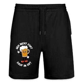 Geh nicht fort sauf im Ort Party Retro lustig Bier - Stanley/Stella Unisex Bio Joggingshorts Trainer  - Schwarz - Vorne - Nik (191cm) & Marisol (170cm)