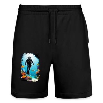 plongée sous marine - Short de jogging bio TRAINER Stanley/Stella unisexe - noir - Devant - Nik (191cm) & Marisol (170cm)