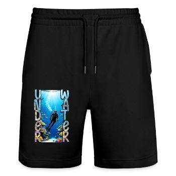 plongée sous marine - Short de jogging bio TRAINER Stanley/Stella unisexe - noir - Devant - Nik (191cm) & Marisol (170cm)