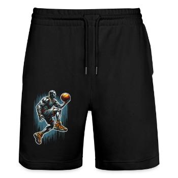 Basket - Short de jogging bio TRAINER Stanley/Stella unisexe - noir - Devant - Nik (191cm) & Marisol (170cm)