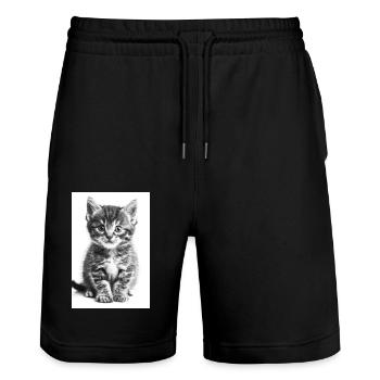 Süße Katze in Schwarzweiß | AI - Stanley/Stella Unisex Bio Joggingshorts Trainer  - Schwarz - Vorne - Nik (191cm) & Marisol (170cm)