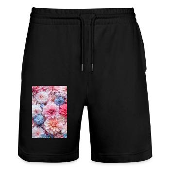 Blumenliebe | AI - Stanley/Stella Unisex Bio Joggingshorts Trainer  - Schwarz - Vorne - Nik (191cm) & Marisol (170cm)