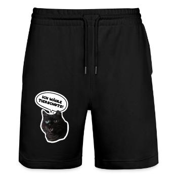 Je choisis le bien-être animal ! - Short de jogging bio TRAINER Stanley/Stella unisexe - noir - Devant - Nik (191cm) & Marisol (170cm)