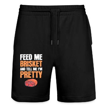 BBQ - Stanley/Stella Trainer Unisex Organic Jogging Shorts - black - Front - Nik (191cm) & Marisol (170cm)