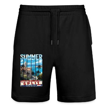 Kroatien Kroatien Hrvatska Ultra Sommer Split Musik - Stanley/Stella Unisex Bio Joggingshorts Trainer  - Schwarz - Vorne - Nik (191cm) & Marisol (170cm)