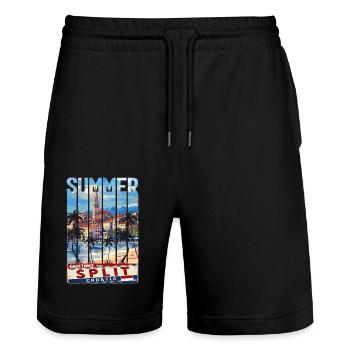 Kroatien Kroatien Hrvatska Ultra Sommer Split Musik - Stanley/Stella Unisex Bio Joggingshorts Trainer  - Schwarz - Vorne - Nik (191cm) & Marisol (170cm)