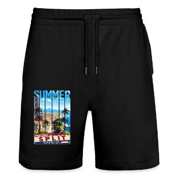 Kroatien Kroatien Hrvatska Ultra Sommer Split Musik - Stanley/Stella Unisex Bio Joggingshorts Trainer  - Schwarz - Vorne - Nik (191cm) & Marisol (170cm)