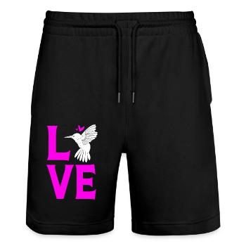 Hummingbird - Stanley/Stella Trainer Unisex Organic Jogging Shorts - black - Front - Nik (191cm) & Marisol (170cm)
