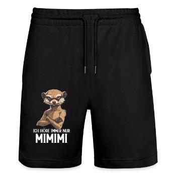 Erdmännchen Mangusten Mungo Ich höre immer Mimimi - Stanley/Stella Unisex Bio Joggingshorts Trainer  - Schwarz - Vorne - Nik (191cm) & Marisol (170cm)